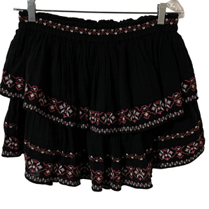 Aritzia Little Moon Black Layered Mini Embroidered Skirt Size Large
